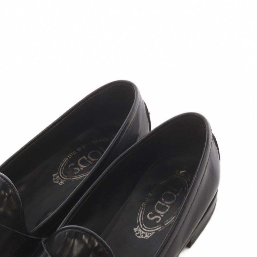 トッズ TOD'S ローファー モカシン タッセル レザー 37.5 黒 ブラック