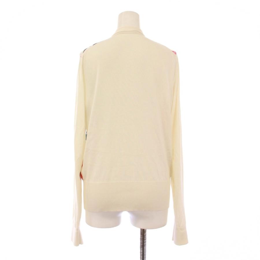 【中古】ドルチェ&ガッバーナ ドルガバ ニットカーディガン ボウタイ 長袖 花柄 シルク 切替 ストレッチ 40 白 ■BM DOLCE&GABBANA ドルチェ&ガッバーナ ドルガバ ニットカーディガン