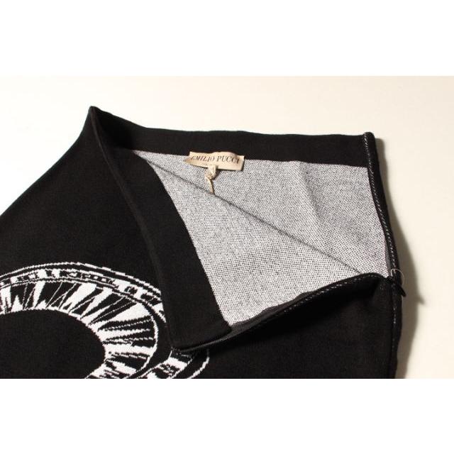 エミリオプッチ EMILIO PUCCI スカート ニット タイト ミニ 総柄 S 黒  