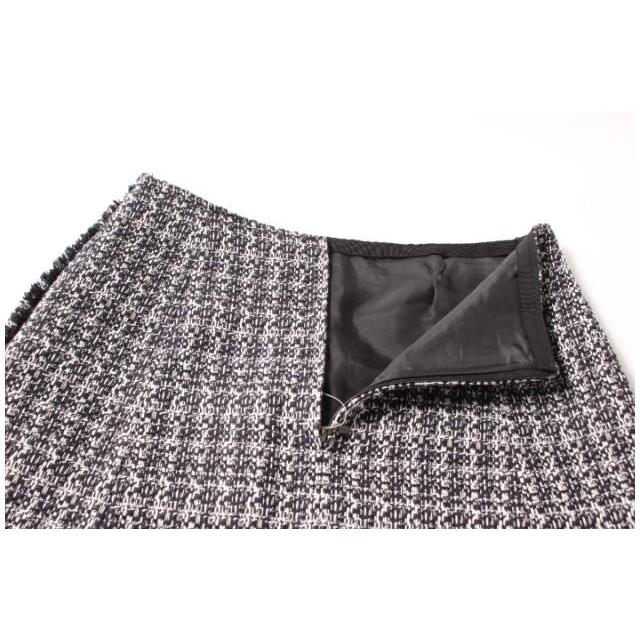 FOXEY フォクシー スカート ツイード ミニ 台形 38 黒 ブラック 白  