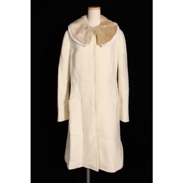 トッカ TOCCA コート ロング 2WAY ラメ ドット ウール 2 白 ホワイト  