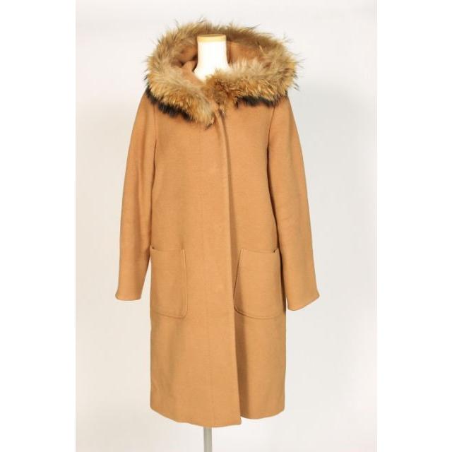 エストネーション ESTNATION コート ロング フード ファー ウール 38 茶 ブラウン /nn0422 レディース