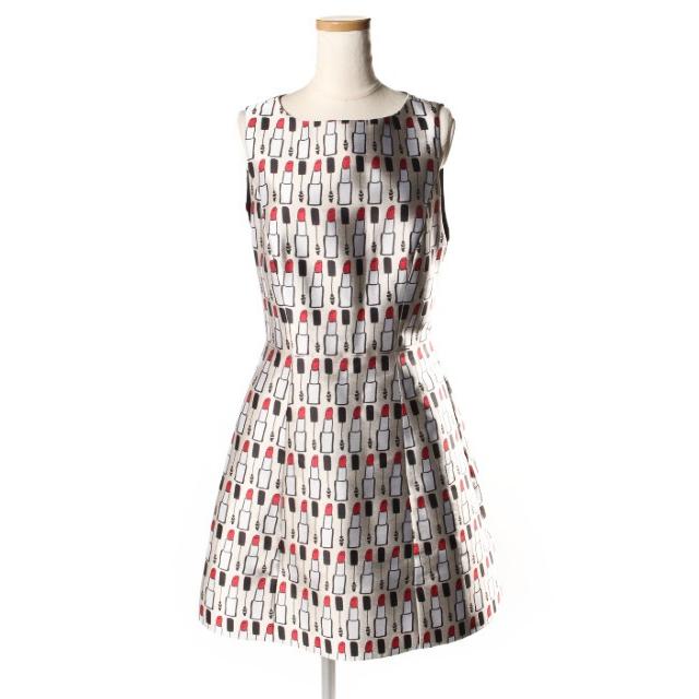 高い素材 中古 アリスオリビア Alice Olivia リップスティック柄 ワンピース ひざ丈 ノースリーブ S グレー Ry0423 レディース ベクトル 古着 安い購入 Www Skylanceronline Com