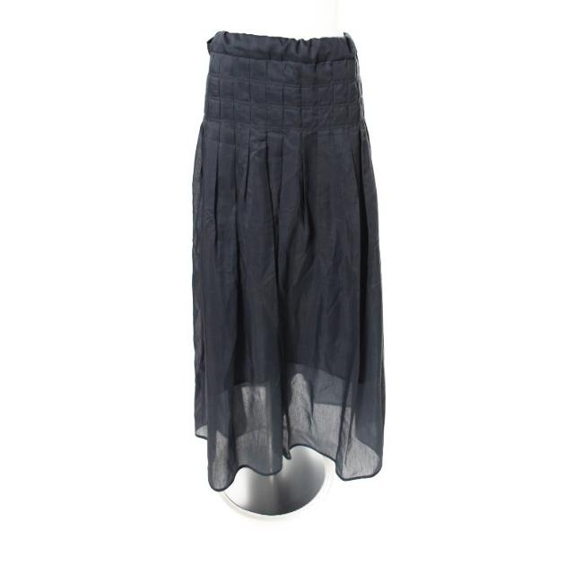 エリン ELIN 18SS Organza pleated スカート プリーツ マキシ丈 36 紺  