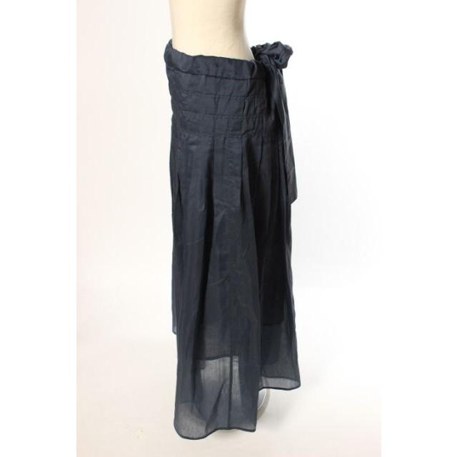 エリン ELIN 18SS Organza pleated スカート プリーツ マキシ丈 36 紺  