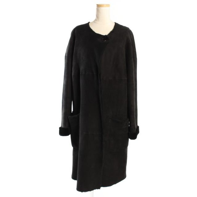 アンノウン UNKNOWN コート ムートン ロング ノーカラー シープスキン  