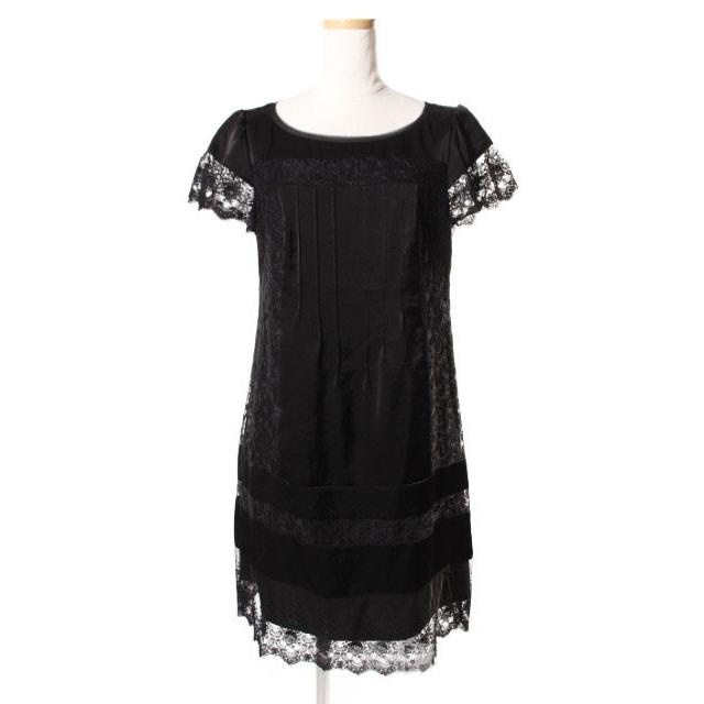 未使用品 トッカ TOCCA ワンピース ひざ丈 カットレース 半袖 0 黒  