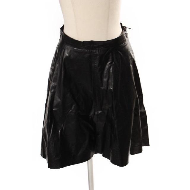 エムエスジーエム MSGM スカート フレア ひざ丈 フェイクレザー 40 黒  