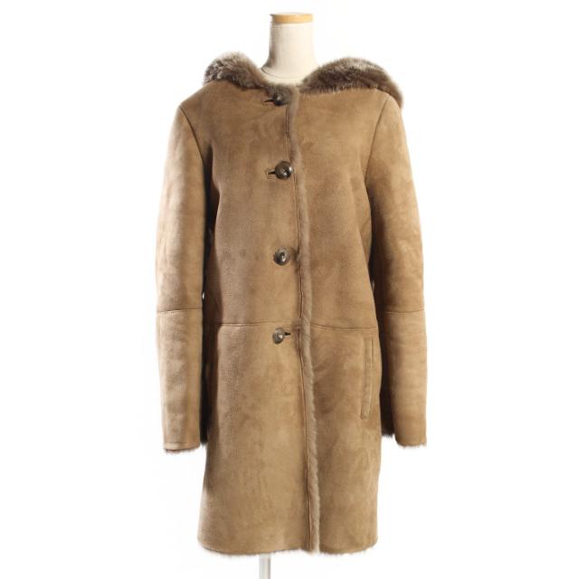 アナグラム パリ ANAGRAM PARIS コート ムートン フード 38 茶  