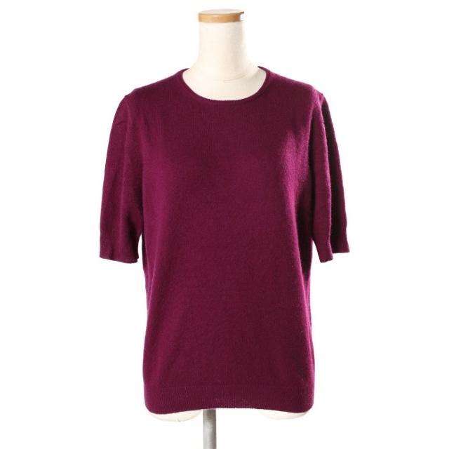 ドゥロワー Drawer カットソー ニット 五分袖 カシミヤ 紫 パープル  