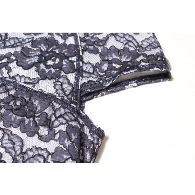 CHANEL シャネル 14C ブラウス フラワーレース 半袖 コットン 36 紺 
