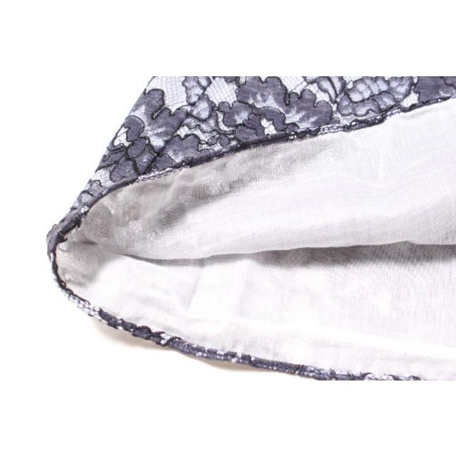 CHANEL シャネル 14C ブラウス フラワーレース 半袖 コットン 36 紺 