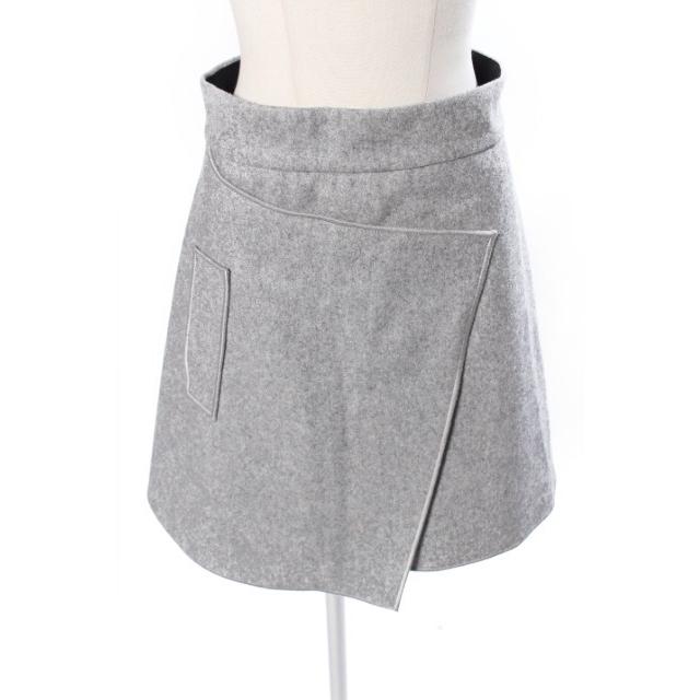 カルヴェン CARVEN 巻きスカート ラップ ミニ ウール 36 グレー  