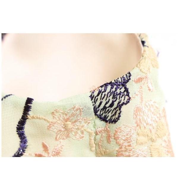 TOCCA 花柄ノースリーブワンピース トッカ TOCCA ワンピース ひざ丈 刺繍 花柄 ノースリーブ 0 緑