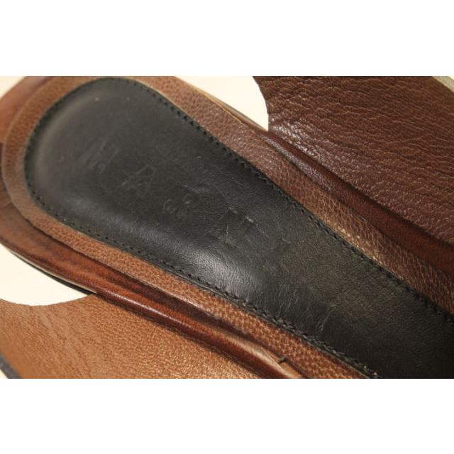 MARNI マルニ サンダル オープントゥ ウェッジソール レザー 36 茶  