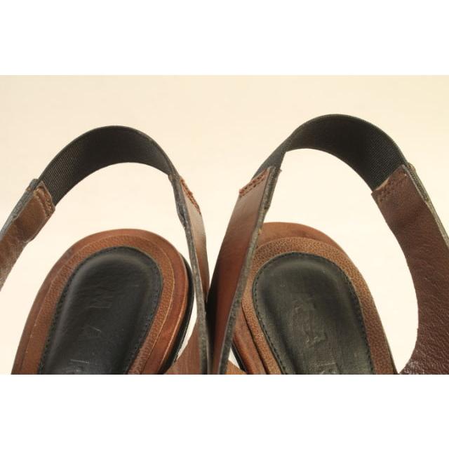 MARNI マルニ サンダル オープントゥ ウェッジソール レザー 36 茶  