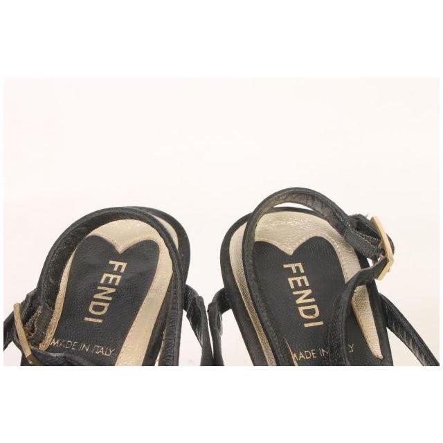 FENDI フェンディ サンダル リボン装飾 ストラップ 35 黒 ブラック 