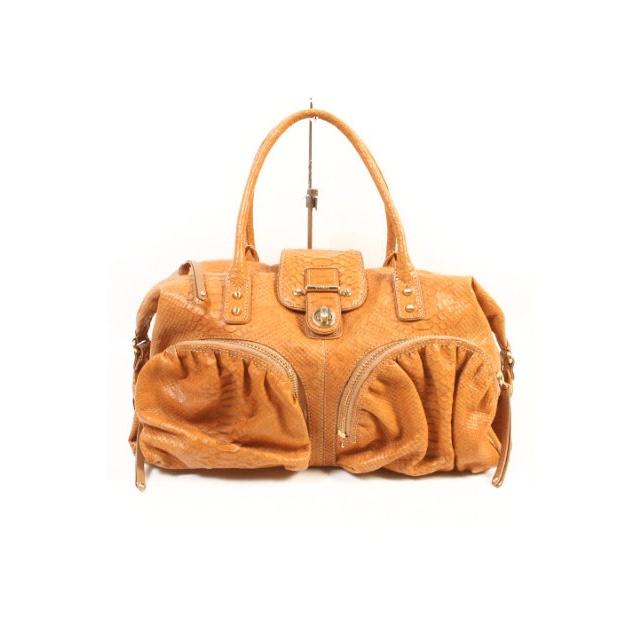 ボトキエ botkier バッグ ハンド レザー パイソン 型押し 茶 ブラウン 
