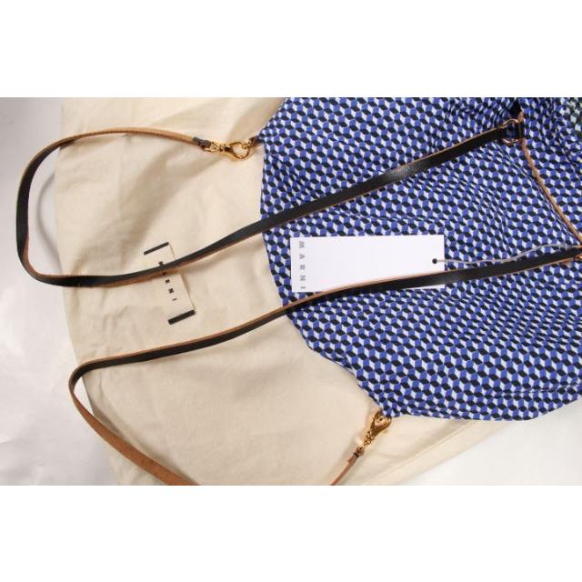 MARNI マルニ リュック 総柄 巾着 青 ブルー ako0524 レディース