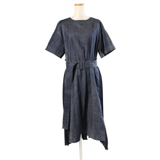 アドーア ADORE 18SS スラブ デニム バックプリーツ ワンピース ロング 