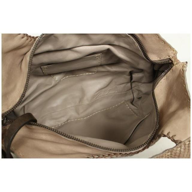 エンリーベグリン ベージュ レザー フリンジ ハンドバッグ エンリーベグリン ベージュ レザー フリンジ ハンドバッグ