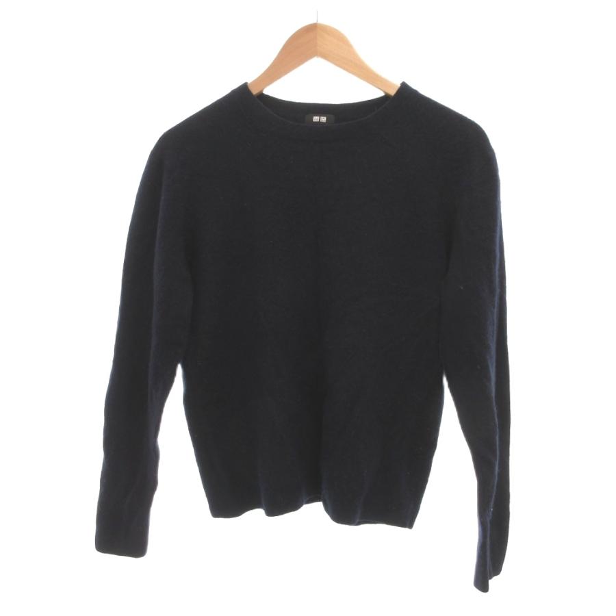 ユニクロ（UNIQLO） セーター カシミヤ L 紺 ネイビー 無地 ラウンド