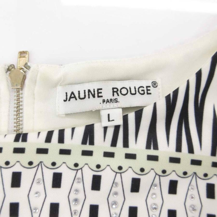 JAUNE ROUGE ジャンルージュ ワンピース ロング丈 L マルチカラー 白 ホワイト ノースリーブ エスニック柄 幾何学柄 /SC ...