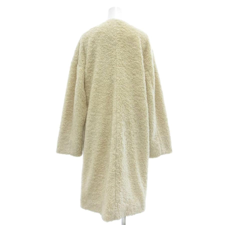 レイビームス Ray Beams ボア Vネック ロングコート 0 生成り オフ 