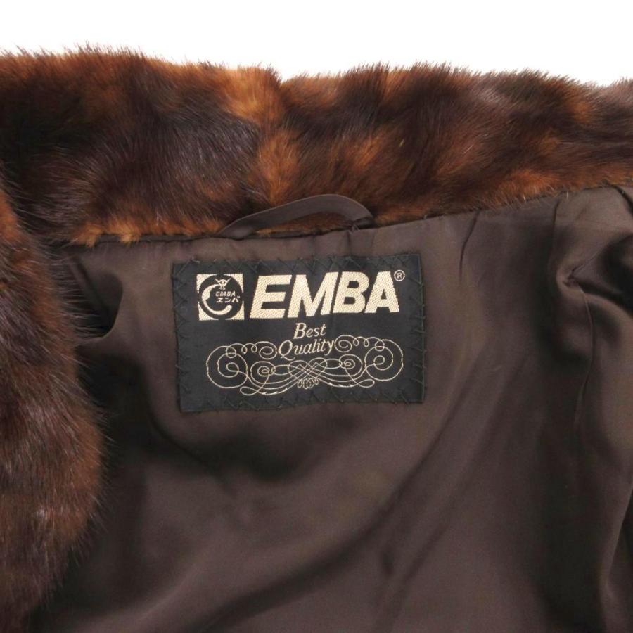 エンバ EMBA リアルファーコート ミンク ハーフ丈 比翼 茶 ブラウン 