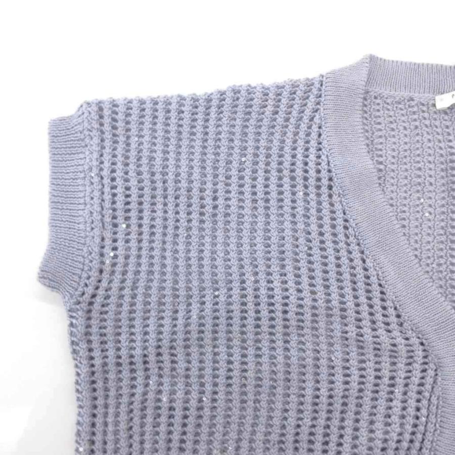 【最終価格】PESERICO 半袖ニット スパンコール ペセリコ PESERICO 美品 カーディガン 透かし編み スパンコール V
