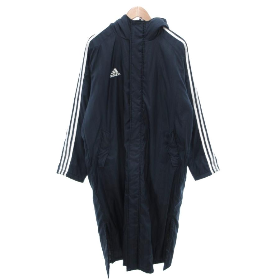adidas（アディダス） ベンチコート フード ロゴ プリント 中綿 ロング 