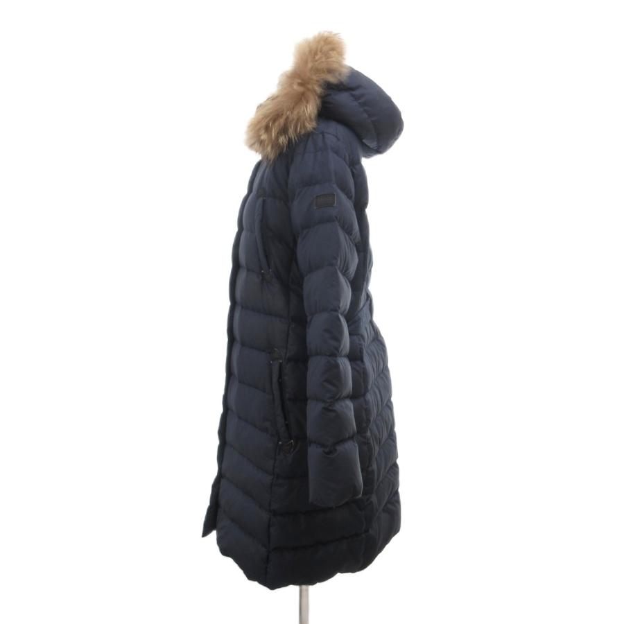 エーグル AIGLE ダウンコート チャイニーズラクーンファー付き M 紺 