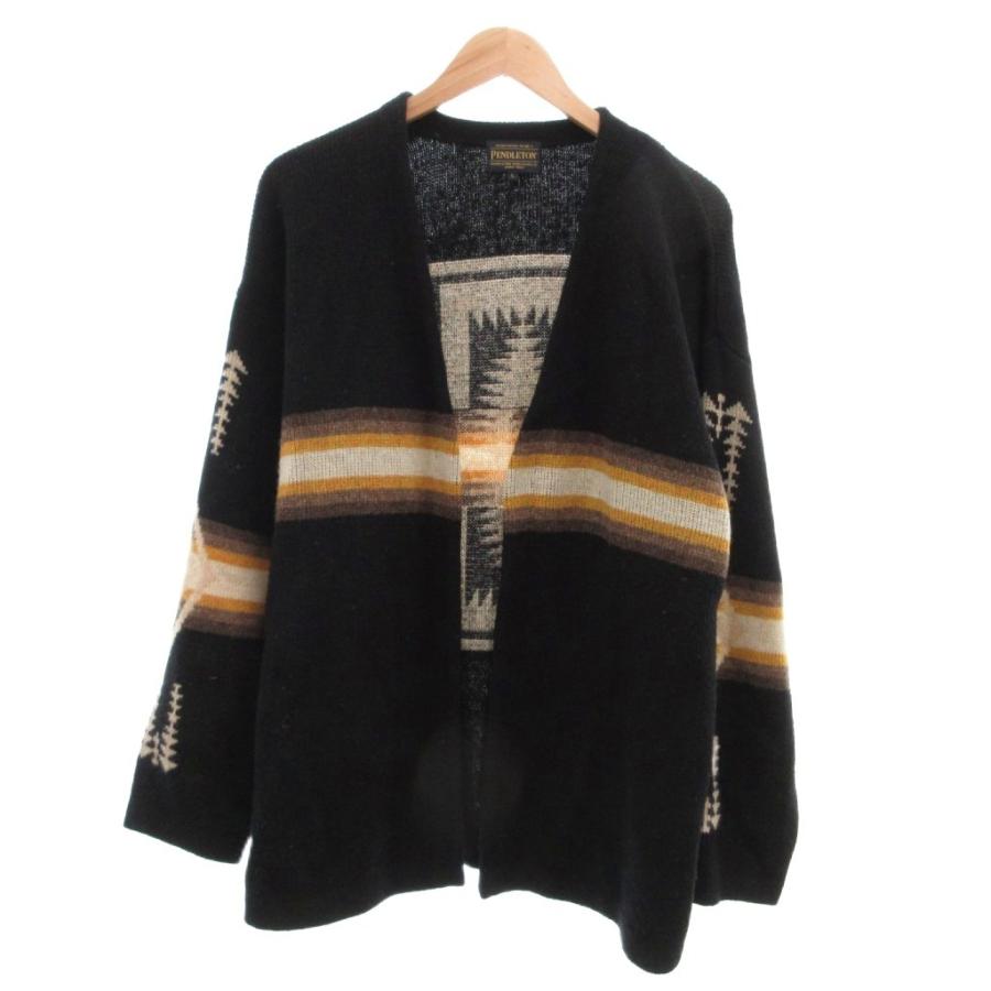ペンドルトン PENDLETON カーディガン ウール L 黒 ブラック 長袖 ノー 
