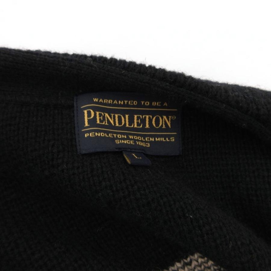ペンドルトン PENDLETON カーディガン ウール L 黒 ブラック 長袖 ノー