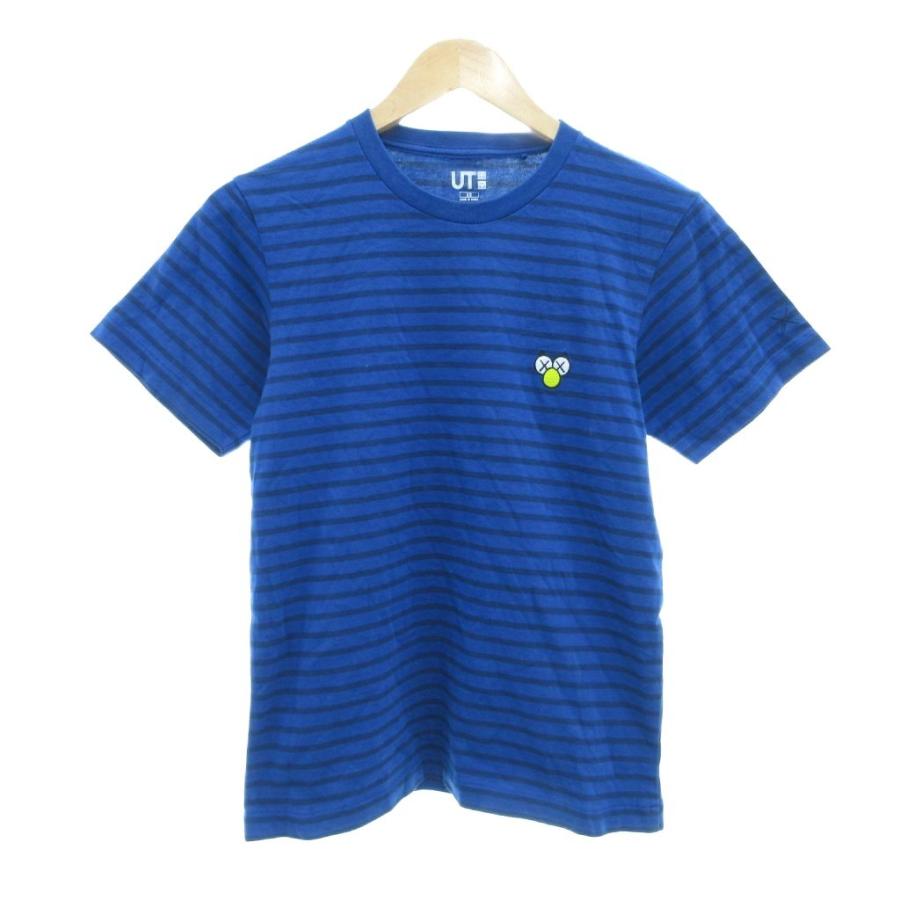 ユニクロ（UNIQLO） UNIQLO UT KAWS UT BFF ストライプTシャツ XS 青