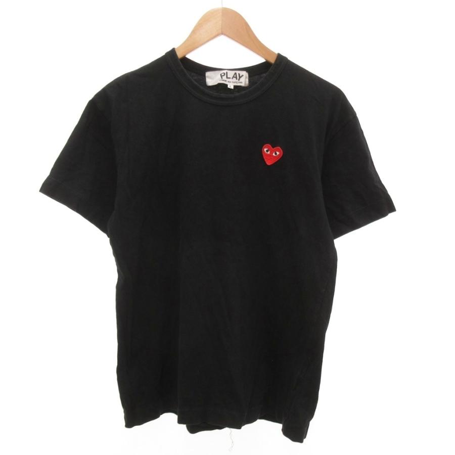 コムデギャルソン 黒 tシャツ ワンポイント ロゴプリント 綿天竺 半袖