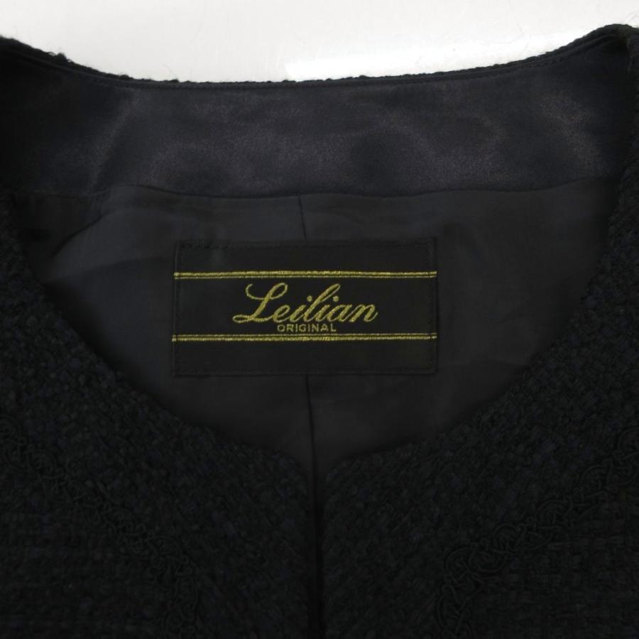レリアン Leilian 美品 ジャケット ノーカラー 13 クルーネック 