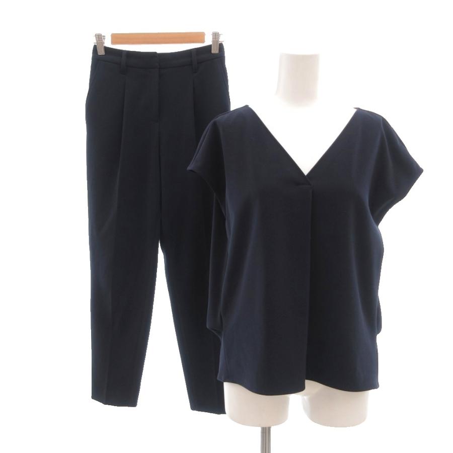 プラステ PLST セットアップ ブラウス パンツ スラックス S XS 紺