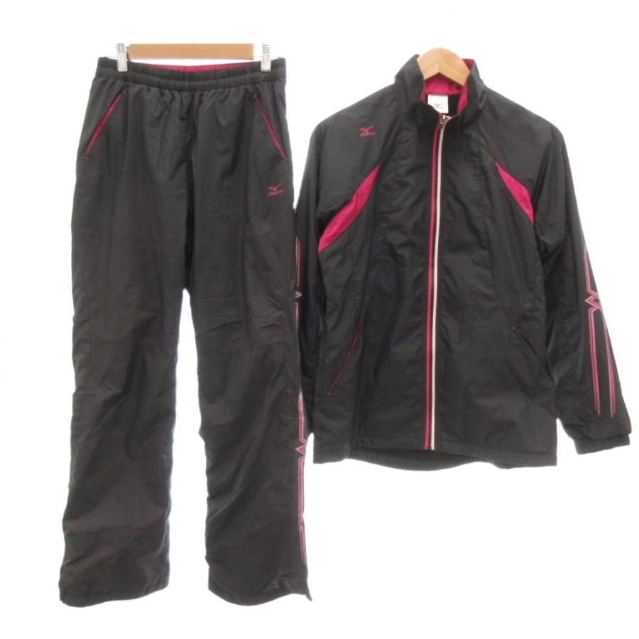 Mizuno スポーツウェアセット ブラック/ピンク ミズノ MIZUNO ジャージセットアップ ジャケット パンツ L 黒 ブラック