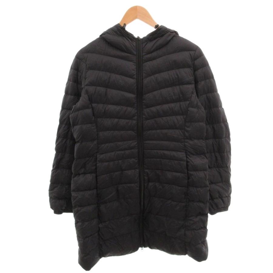 ユニクロ（UNIQLO） ダウンコート フード ナイロン ひざ丈 L 黒 