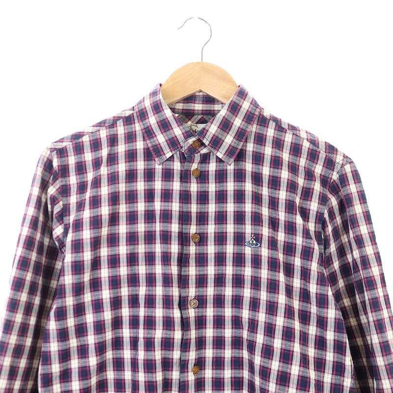 中古 ヴィヴィアンウエストウッドマン Vivienne Westwood Man シャツ チェック 長袖 46 紫 ベージュ Ao メンズ ベクトル 古着 165 ブランド古着販売のベクトル 通販 Yahoo ショッピング