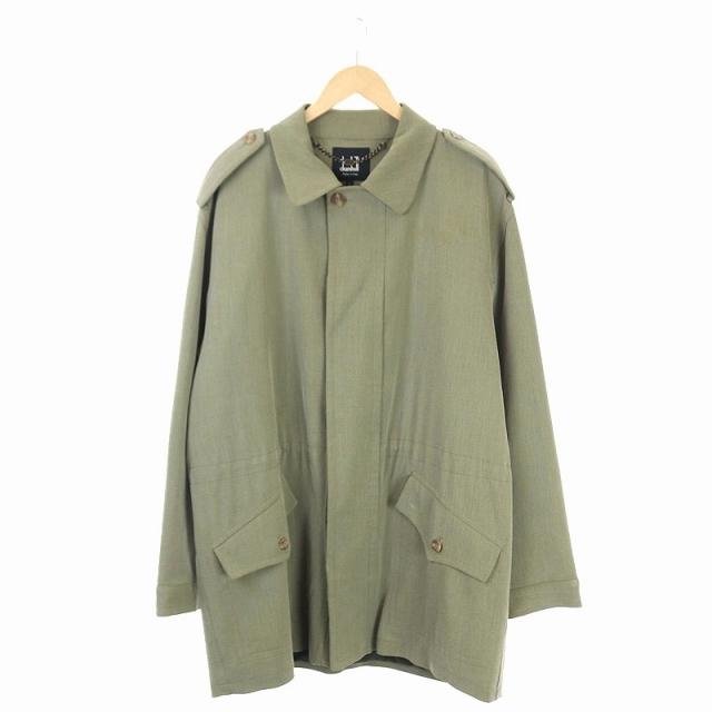 中古 ダンヒル Dunhill ウール ジップアップ ステンカラーコート アウター ミディアム丈 ヴィンテージ L カーキ メンズ 超目玉枠