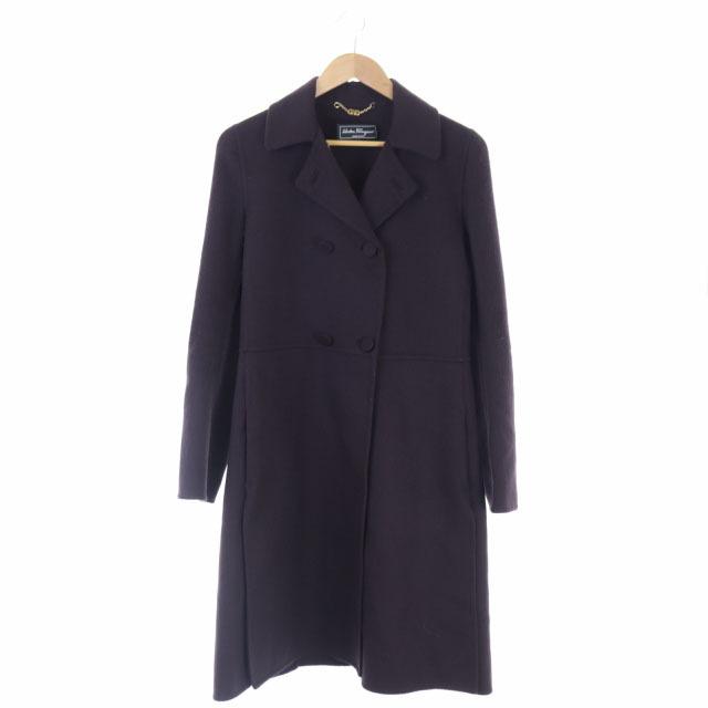 新品即決 中古 サルヴァトーレフェラガモ Salvatore Ferragamo ロングコート ダブル アウター ウール カシミヤ混 イタリア製 42 バーガンディ Df レディース お気にいる Klientsoft Com