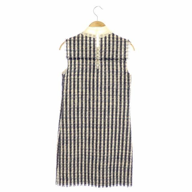 直営店限定 中古 ミュウミュウ Miumiu 16aw ワンピース ツイード チェック ひざ丈 ノースリーブ 36 紺 白 Kn レディース ベクトル 古着 人気再入荷 Newmatic Ae