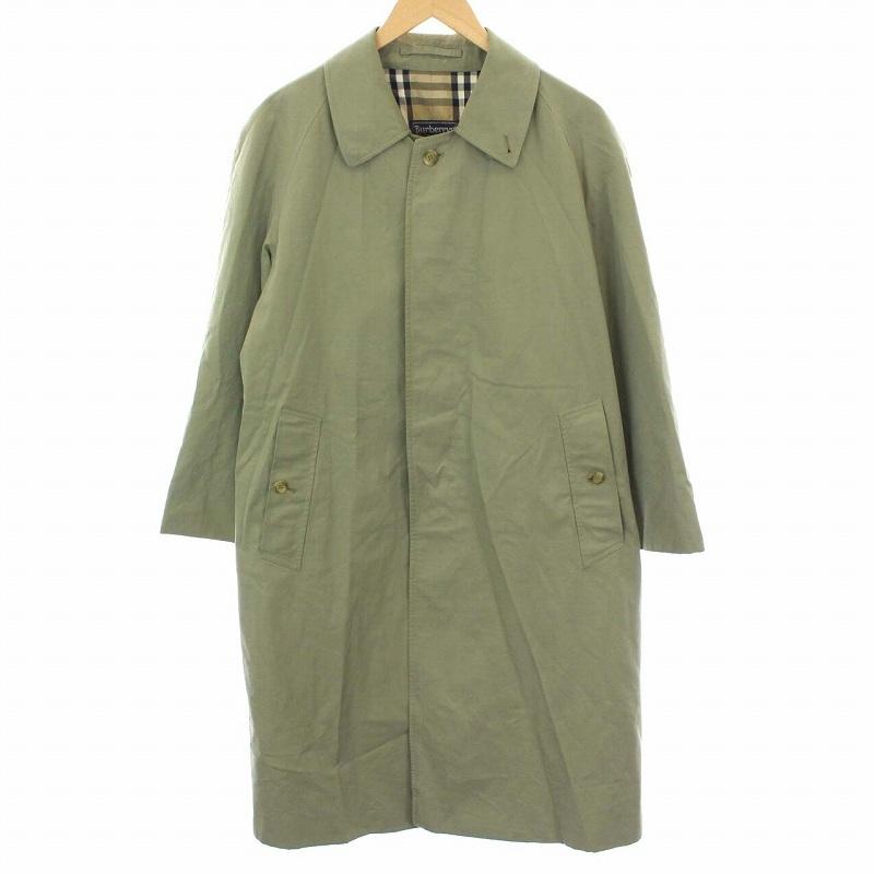 中古 バーバリーズ Burberrys ステンカラーコート ロング ヴィンテージ 裏地ノバチェック アウター 44 S カーキ ベージュ Ym Ec メンズ 少し豊富な贈り物