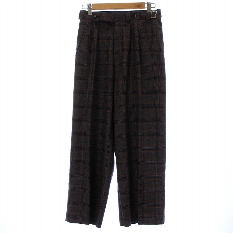 ラインヴァンド LEINWANDE タックワイドパンツ スラックス チェック柄  