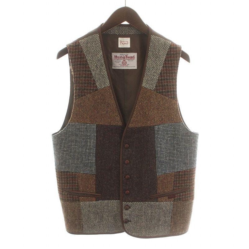 パパス Papas ハリスツイード Harris Tweed ツイードベスト ジレ 