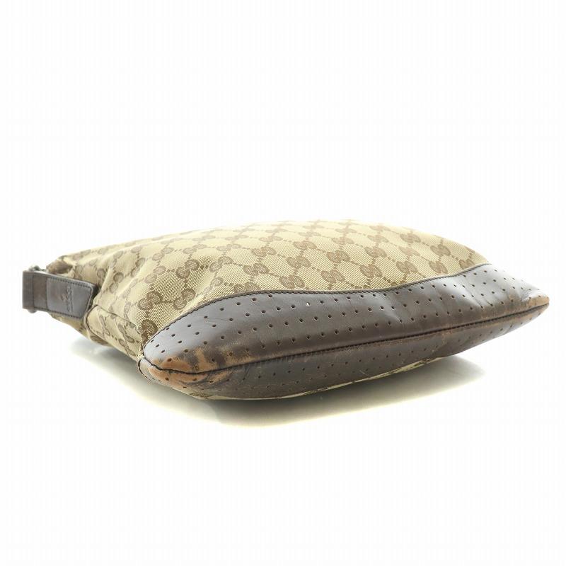 GUCCI グッチ ショルダーバッグ GGキャンバス レザー 切替 ロゴ  