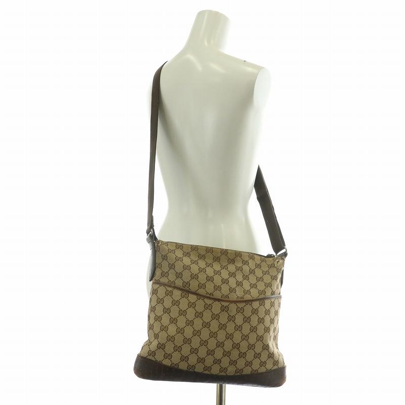 GUCCI グッチ ショルダーバッグ GGキャンバス レザー 切替 ロゴ  