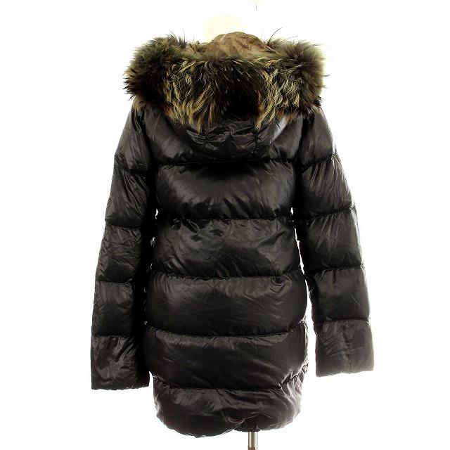 美品 DUVETICA CIRENE ファー フード 40 黒 ダウン コート